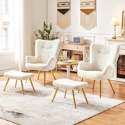 Oakcraft Wingback Chair, Polyester Cover, TV Chair, Armrest Chair, Upholstered Folding Chair, Cocktail Chair, Teddy Plush, Stylish Design,