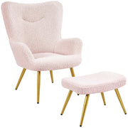 Oakcraft Wingback Chair, Polyester Cover, TV Chair, Armrest Chair, Upholstered Folding Chair, Cocktail Chair, Teddy Plush, Stylish Design,