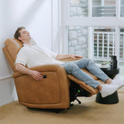 Oakcraft Recliner Chair, Zero Wall Reclining Sofa Chair W Power Point USB Charger, Small Faux Leather RV Recliners Home Theater Seating for Living Room