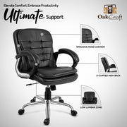 Oakcraft Majesty Medium Back Leatherette Ergonomic Office Chair - Oakcraft