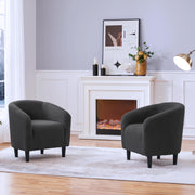 Oakcraft Accent Chair Set of 2, Boucle Fabric Club Chair, Furry Sherpa Elegant Siting Chair with Cozy Soft Padded for Living Room Bedroom Reception Room Office,