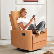 Oakcraft Recliner Chair PU Leather Recliner Sofa Home Theater Seating Adjustable Modern Single Reclining Chair Sofa with Pocket Spring Living Room Bedroom