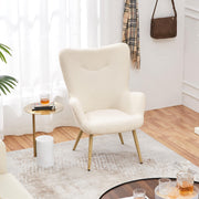 Oakcraft Wingback Chair, Polyester Cover, TV Chair, Armrest Chair, Upholstered Folding Chair, Cocktail Chair, Teddy Plush, Stylish Design,