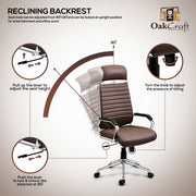 Oakcraft Acier- Made with French Artistry, Unrivaled Ergonomics in the Prime Metal Sleek Leatherette Office Executive Chair - Oakcraft