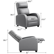 Oakcraft Recliner Chair Recliner Sofa Chair Padded Seat Pu Leather Adjustable Reclining Chairs Home Theater Single Modern Living Room Recliners with Thick Seat Cushion and Backrest