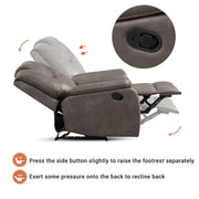 Oakcraft Manual Recliner Chair with Padded Headrest and Armrest, Overstuffed Reclining Chairs Comfy Faux Leather Recliners Single Sofa for Living Room