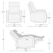 Oakcraft Recliner Chair, Zero Wall Reclining Sofa Chair W Power Point USB Charger, Small Faux Leather RV Recliners Home Theater Seating for Living Room