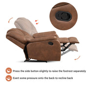 Oakcraft Manual Recliner Chair with Padded Headrest and Armrest, Overstuffed Reclining Chairs Comfy Faux Leather Recliners Single Sofa for Living Room