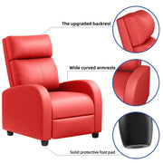 Oakcraft Recliner Chair Recliner Sofa Chair Padded Seat Pu Leather Adjustable Reclining Chairs Home Theater Single Modern Living Room Recliners with Thick Seat Cushion and Backrest