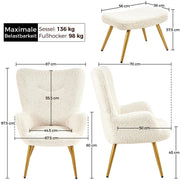 Oakcraft Wingback Chair, Polyester Cover, TV Chair, Armrest Chair, Upholstered Folding Chair, Cocktail Chair, Teddy Plush, Stylish Design,