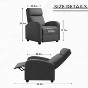 Oakcraft Recliner Chair Adjustable Home Theater Single Fabric Recliner Sofa Furniture with Thick Seat Cushion and Backrest Modern Living Room Recliners OMR-308 Modern Aurora Grey