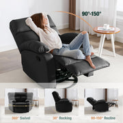 Oakcraft Swivel Rocker Recliner, Small Rocking Recliners Chair for Small Spaces, Small Rocker Recliner Chair for Living Room, RV, Bedroom, Nursery