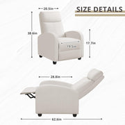 Oakcraft Recliner Chair Adjustable Home Theater Single Fabric Recliner Sofa Furniture with Thick Seat Cushion and Backrest Modern Living Room Recliners OMR-308 Modern Aurora Grey