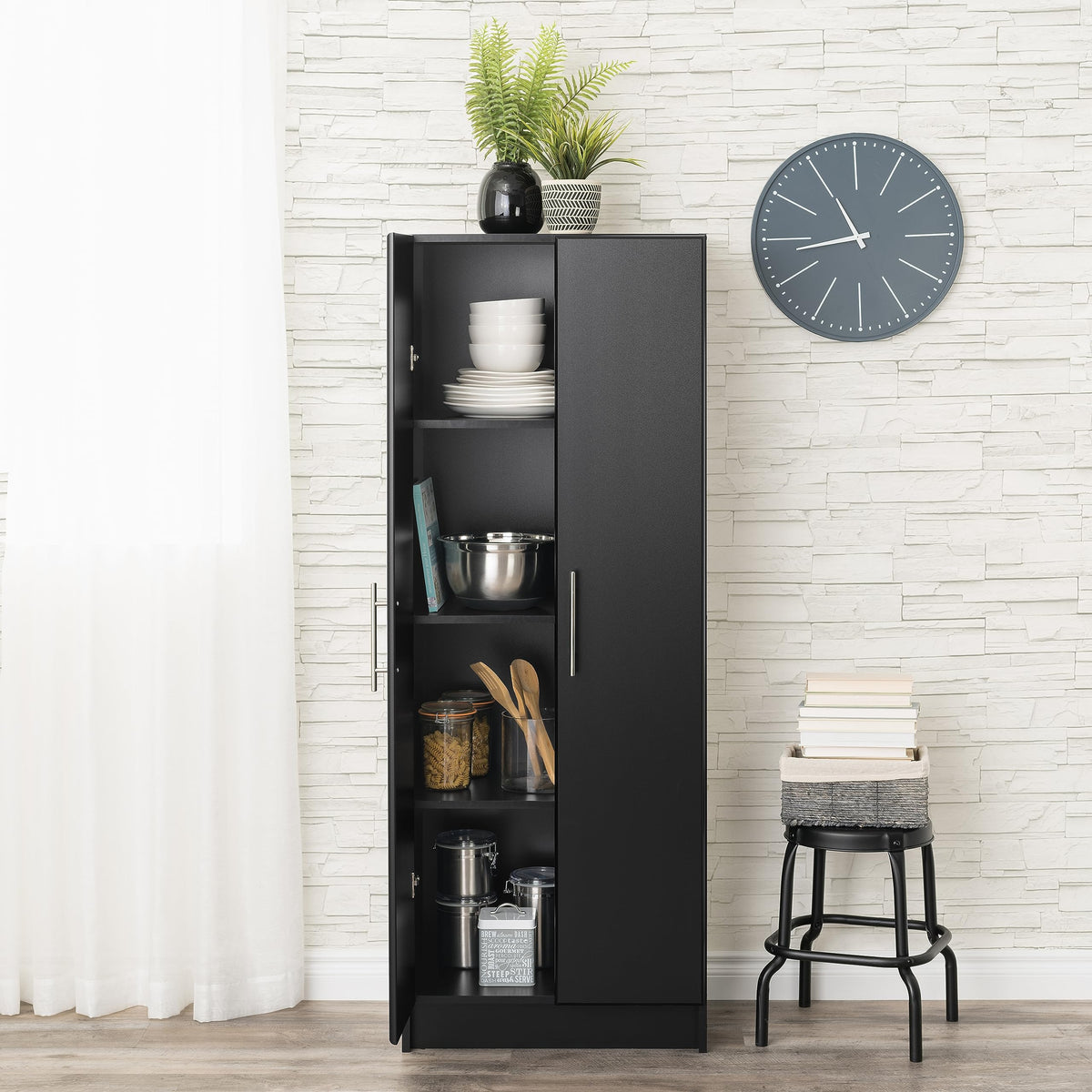 Oakcraft Elite 32" Storage Cabinet, Drifted Gray Storage Cabinet, Bathroom Cabinet, Pantry Cabinet with 3 Shelves 16" D x 32" W x 65" H,