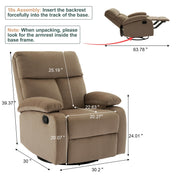 Oakcraft Recliner Chair for Adults, Massage Fabric Small Recliner Home Theater Seating with Lumbar Support, Adjustable Modern Reclining Chair with Padded Seat Backrest for Living Room