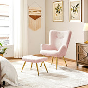 Oakcraft Wingback Chair, Polyester Cover, TV Chair, Armrest Chair, Upholstered Folding Chair, Cocktail Chair, Teddy Plush, Stylish Design,