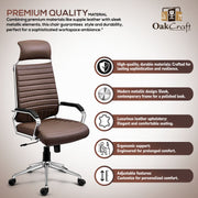 Oakcraft Acier- Made with French Artistry, Unrivaled Ergonomics in the Prime Metal Sleek Leatherette Office Executive Chair - Oakcraft