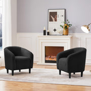 Oakcraft Accent Chair Set of 2, Boucle Fabric Club Chair, Furry Sherpa Elegant Siting Chair with Cozy Soft Padded for Living Room Bedroom Reception Room Office,