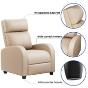 Oakcraft Recliner Chair Recliner Sofa Chair Padded Seat Pu Leather Adjustable Reclining Chairs Home Theater Single Modern Living Room Recliners with Thick Seat Cushion and Backrest
