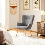 Oakcraft Wingback Chair, Polyester Cover, TV Chair, Armrest Chair, Upholstered Folding Chair, Cocktail Chair, Teddy Plush, Stylish Design,