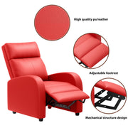 Oakcraft Recliner Chair Recliner Sofa Chair Padded Seat Pu Leather Adjustable Reclining Chairs Home Theater Single Modern Living Room Recliners with Thick Seat Cushion and Backrest