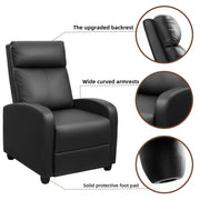 Oakcraft Recliner Chair Recliner Sofa Chair Padded Seat Pu Leather Adjustable Reclining Chairs Home Theater Single Modern Living Room Recliners with Thick Seat Cushion and Backrest
