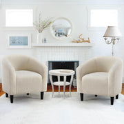 Oakcraft Accent Chair Set of 2, Boucle Fabric Club Chair, Furry Sherpa Elegant Siting Chair with Cozy Soft Padded for Living Room Bedroom Reception Room Office,