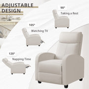 Oakcraft Recliner Chair Adjustable Home Theater Single Fabric Recliner Sofa Furniture with Thick Seat Cushion and Backrest Modern Living Room Recliners OMR-308 Modern Aurora Grey