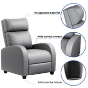 Oakcraft Recliner Chair Recliner Sofa Chair Padded Seat Pu Leather Adjustable Reclining Chairs Home Theater Single Modern Living Room Recliners with Thick Seat Cushion and Backrest