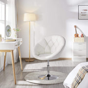 Oakcraft Round Tufted Back Chair Contemporary Height Adjustable, 360° Swivel, Accent Vanity Chair for Living Room, Modern Look, Vanity Chair Makeup Swivel Accent Chair Height Adjustable Round Back Tilt Chair with Chrome Frame for Makeup Room, Living Room