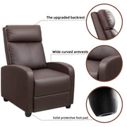 Oakcraft Recliner Chair Recliner Sofa Chair Padded Seat Pu Leather Adjustable Reclining Chairs Home Theater Single Modern Living Room Recliners with Thick Seat Cushion and Backrest