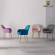 OAKCRAFT Flower Dining Chair | Accent Chair for Living Room Bedroom Restaurant | Velvet Fabric & Cushion Seat with gold Metal Legs