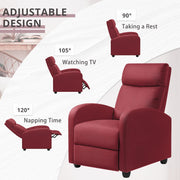 Oakcraft Recliner Chair Adjustable Home Theater Single Fabric Recliner Sofa Furniture with Thick Seat Cushion and Backrest Modern Living Room Recliners OMR-308 Modern Aurora Grey