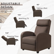 Oakcraft Recliner Chair Adjustable Home Theater Single Fabric Recliner Sofa Furniture with Thick Seat Cushion and Backrest Modern Living Room Recliners OMR-308 Modern Aurora Grey