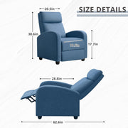 Oakcraft Recliner Chair Adjustable Home Theater Single Fabric Recliner Sofa Furniture with Thick Seat Cushion and Backrest Modern Living Room Recliners OMR-308 Modern Aurora Grey