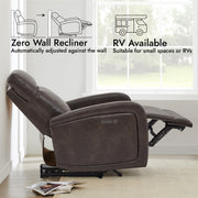 Oakcraft Recliner Chair, Zero Wall Reclining Sofa Chair W Power Point USB Charger, Small Faux Leather RV Recliners Home Theater Seating for Living Room