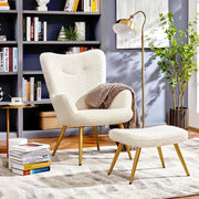 Oakcraft Wingback Chair, Polyester Cover, TV Chair, Armrest Chair, Upholstered Folding Chair, Cocktail Chair, Teddy Plush, Stylish Design,
