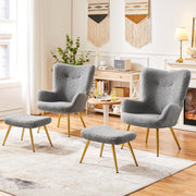 Oakcraft Wingback Chair, Polyester Cover, TV Chair, Armrest Chair, Upholstered Folding Chair, Cocktail Chair, Teddy Plush, Stylish Design,