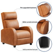 Oakcraft Recliner Chair Recliner Sofa Chair Padded Seat Pu Leather Adjustable Reclining Chairs Home Theater Single Modern Living Room Recliners with Thick Seat Cushion and Backrest