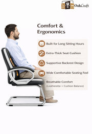 Man seated in the OAKCRAFT visitor chair from conference chair manufacturers Oakcraft