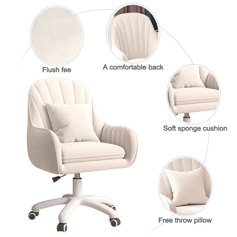 Oakcraft Cute Office Chair Home Computer Chairs Adjustable Task Chairs Modern Office Chair Makeup 360° Swivel Computer Mid Back Chair