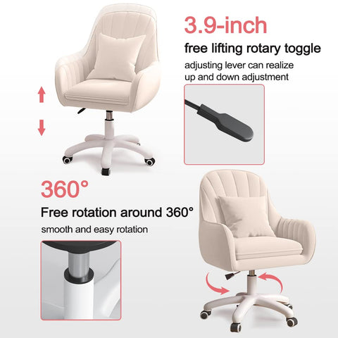 Oakcraft Cute Office Chair Home Computer Chairs Adjustable Task Chairs Modern Office Chair Makeup 360° Swivel Computer Mid Back Chair