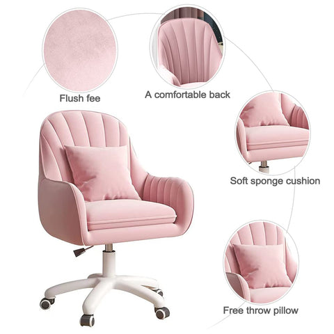 Oakcraft Cute Office Chair Home Computer Chairs Adjustable Task Chairs Modern Office Chair Makeup 360° Swivel Computer Mid Back Chair