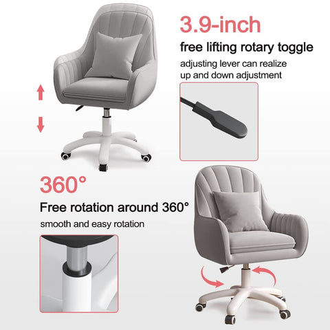 Oakcraft Cute Office Chair Home Computer Chairs Adjustable Task Chairs Modern Office Chair Makeup 360° Swivel Computer Mid Back Chair