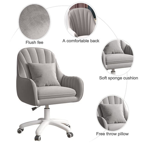 Oakcraft Cute Office Chair Home Computer Chairs Adjustable Task Chairs Modern Office Chair Makeup 360° Swivel Computer Mid Back Chair