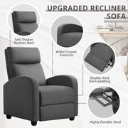 Oakcraft Recliner Chair Adjustable Home Theater Single Fabric Recliner Sofa Furniture with Thick Seat Cushion and Backrest Modern Living Room Recliners OMR-308 Modern Aurora Grey