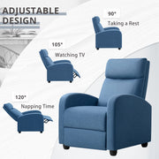 Oakcraft Recliner Chair Adjustable Home Theater Single Fabric Recliner Sofa Furniture with Thick Seat Cushion and Backrest Modern Living Room Recliners OMR-308 Modern Aurora Grey