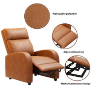 Oakcraft Recliner Chair Recliner Sofa Chair Padded Seat Pu Leather Adjustable Reclining Chairs Home Theater Single Modern Living Room Recliners with Thick Seat Cushion and Backrest