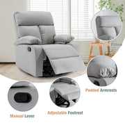 Oakcraft Recliner Chair for Adults, Massage Fabric Small Recliner Home Theater Seating with Lumbar Support, Adjustable Modern Reclining Chair with Padded Seat Backrest for Living Room