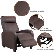 Oakcraft Recliner Chair Recliner Sofa Chair Padded Seat Pu Leather Adjustable Reclining Chairs Home Theater Single Modern Living Room Recliners with Thick Seat Cushion and Backrest